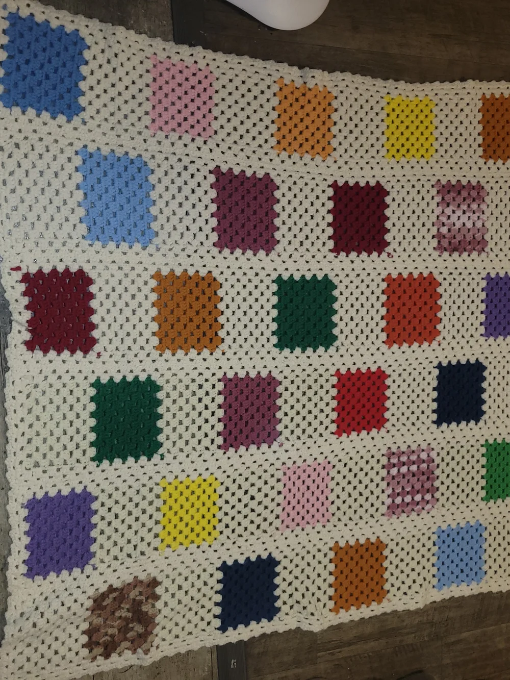 Vintage Granny Square Crochet Lap /Toddler Throw Blanket